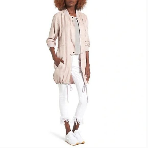 Blank NYC Dusty Pink Tencel Bomber Parka Jacket XS - Picture 1 of 6